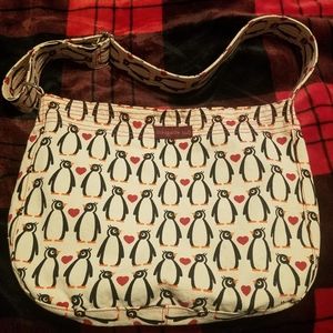 Bungalow 360 messenger bag, penguin print
